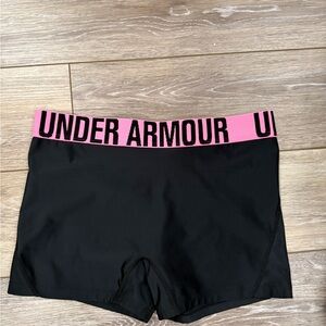 Under Armour Women's Black Shorts with Pink Waistband